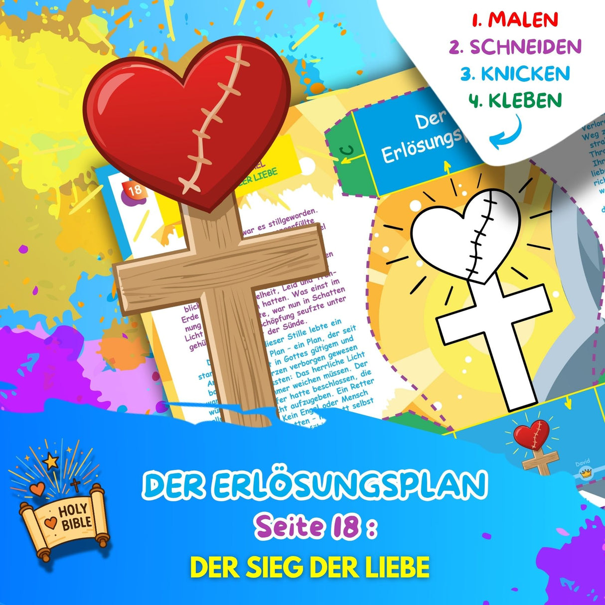 BUNTE BIBELWELT – TEIL 3: DER ERLÖSUNGSPLAN | AUSMALEN, BASTELN, LERNEN & SPIELEN | ZUM AUSDRUCKEN