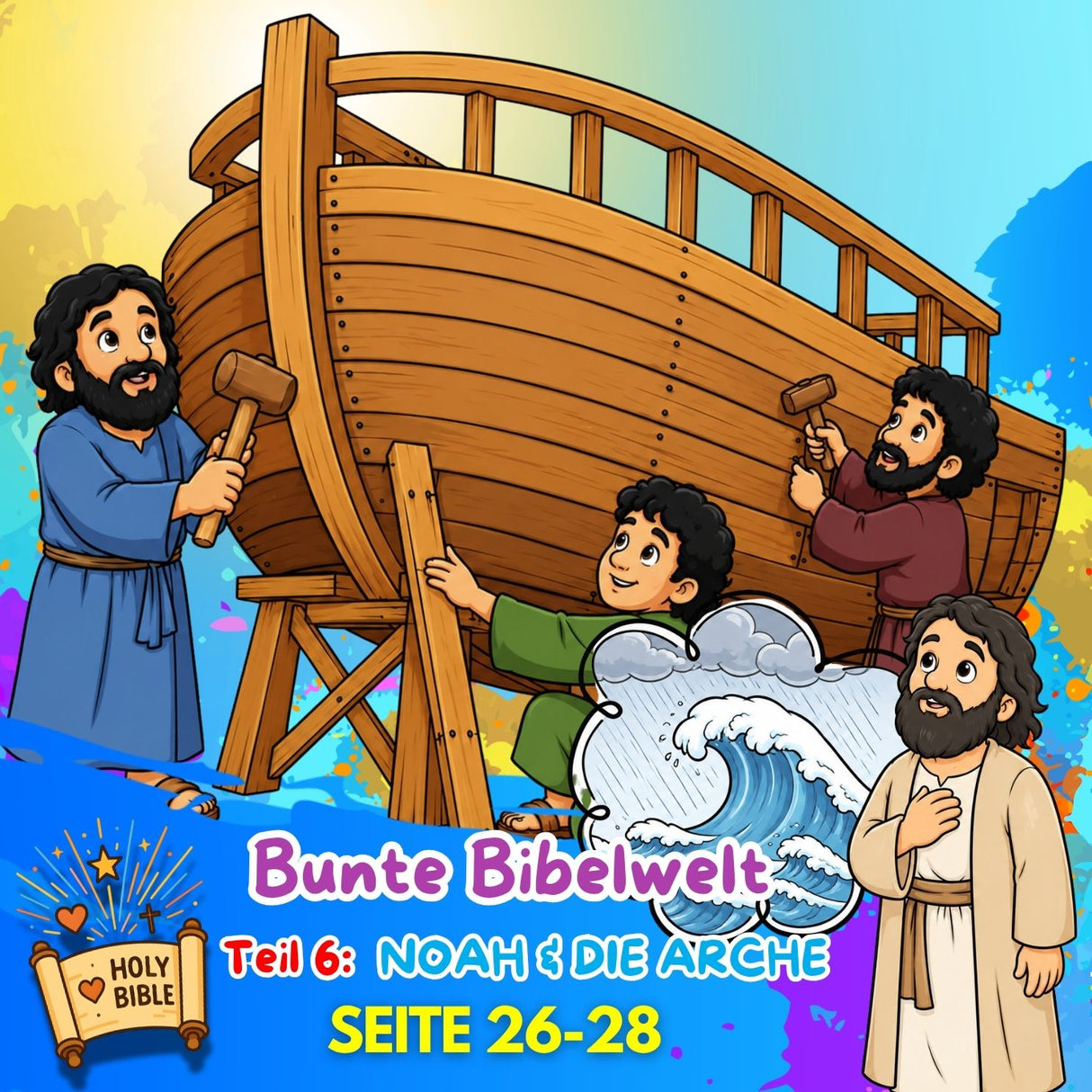 BUNTE BIBELWELT – TEIL 6: NOAH UND DIE ARCHE | AUSMALEN, BASTELN, LERNEN & SPIELEN | ZUM AUSDRUCKEN