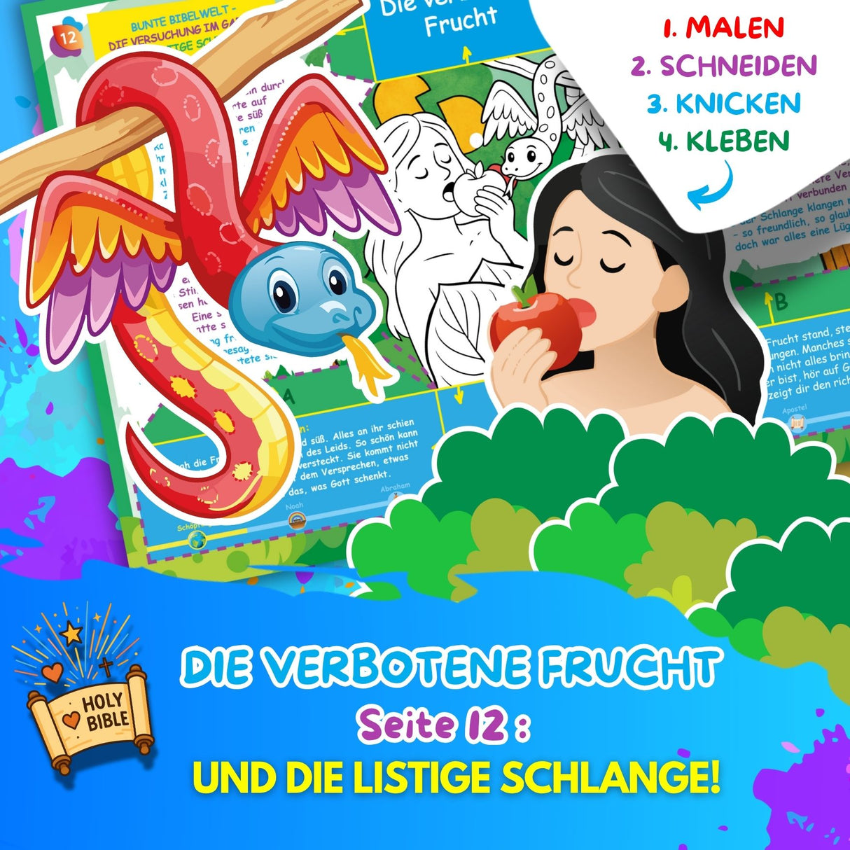 BUNTE BIBELWELT – TEIL 2: DER SÜNDENFALL | AUSMALEN, BASTELN, LERNEN & SPIELEN | ZUM AUSDRUCKEN