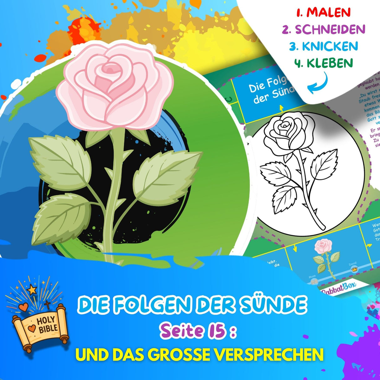 BUNTE BIBELWELT – TEIL 2: DER SÜNDENFALL | AUSMALEN, BASTELN, LERNEN & SPIELEN | ZUM AUSDRUCKEN
