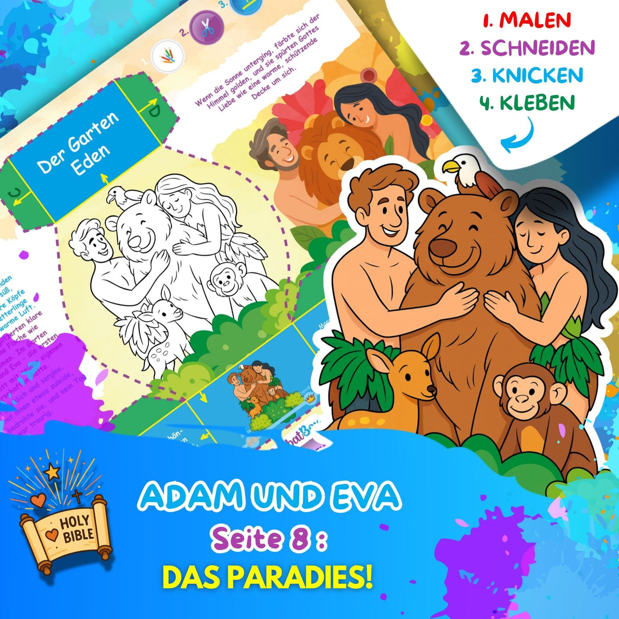 BUNTE BIBELWELT – TEIL 2: DER SÜNDENFALL | AUSMALEN, BASTELN, LERNEN & SPIELEN | ZUM AUSDRUCKEN
