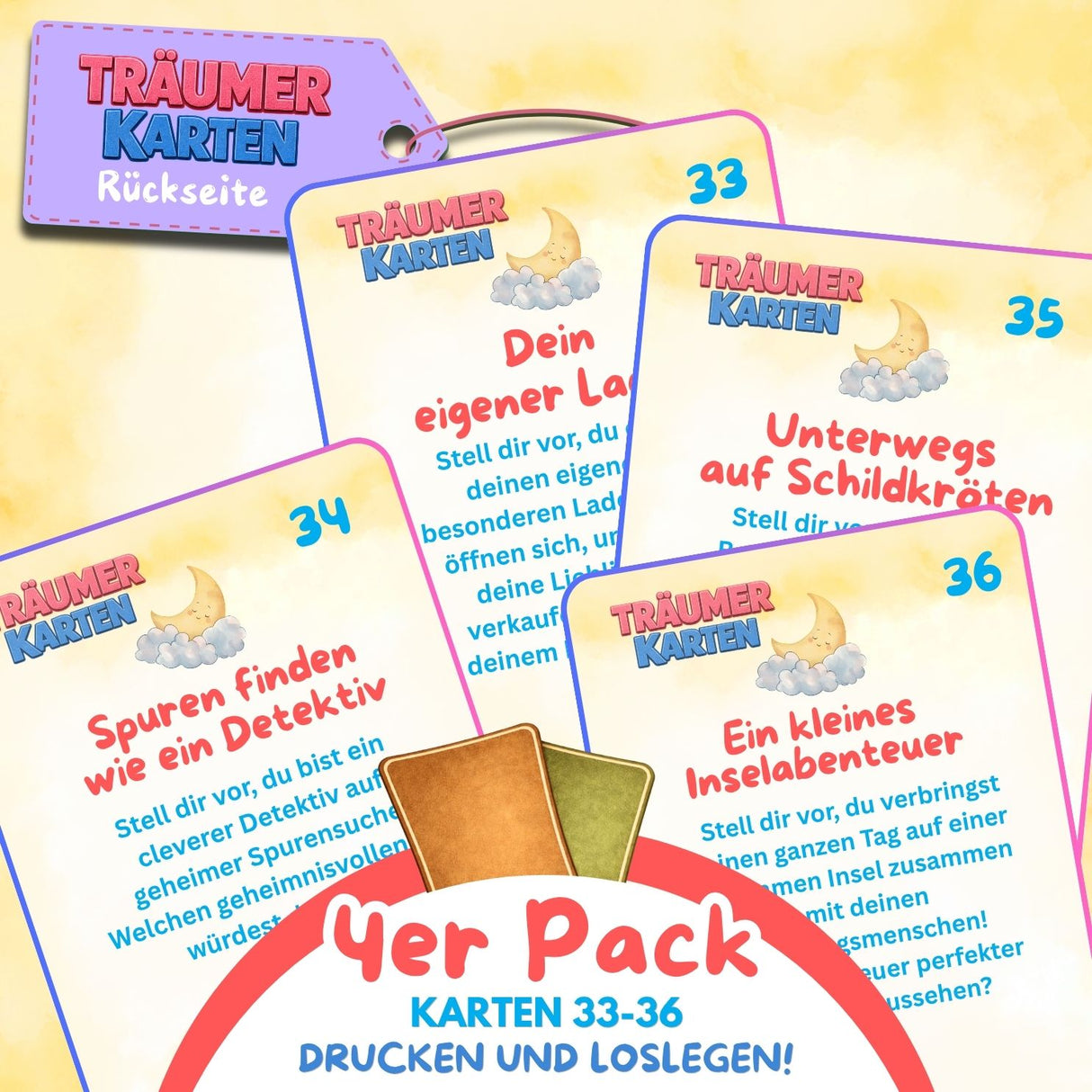 TRÄUMERKARTEN NR. 33-36 | ZUM AUSDRUCKEN | 4er PACK
