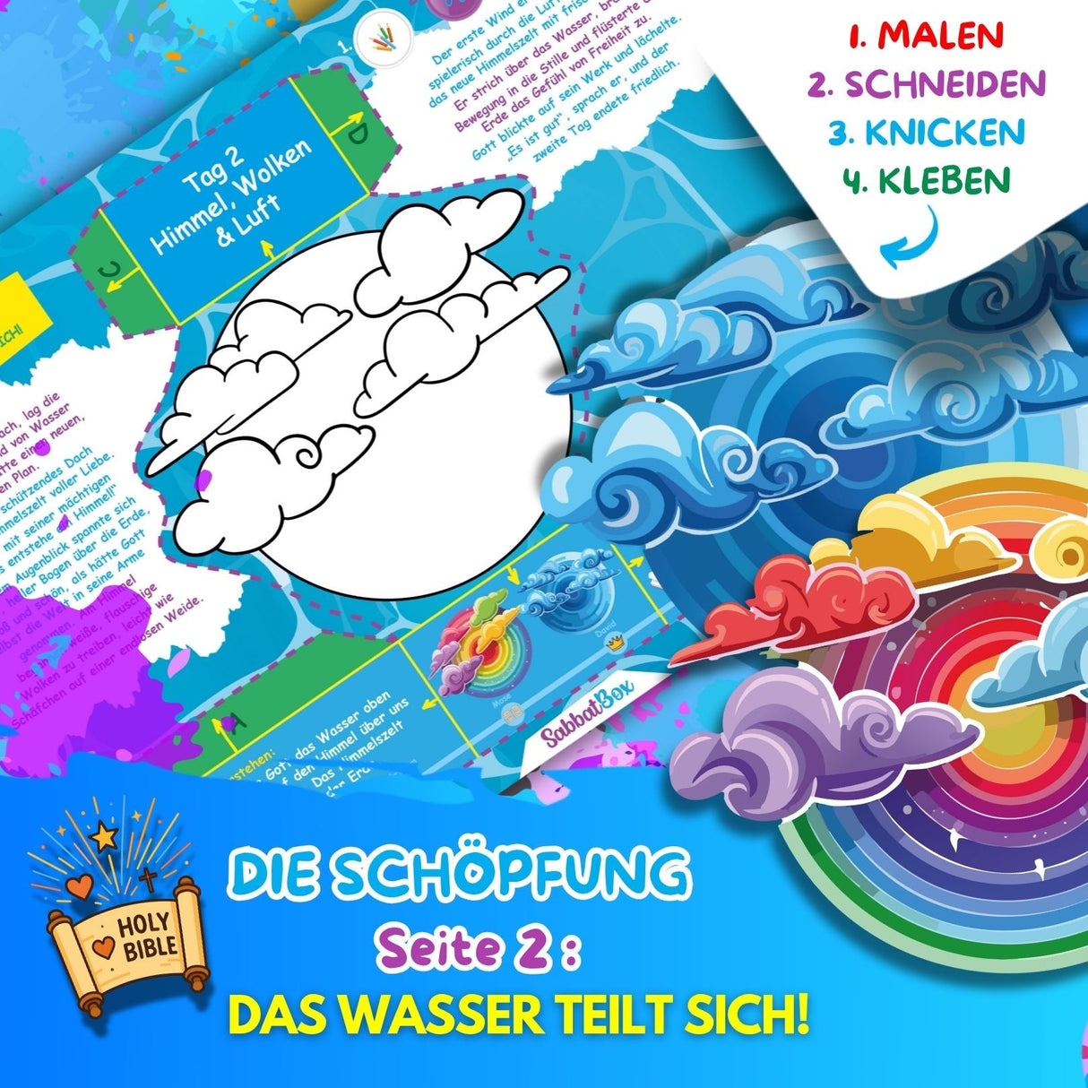 BUNTE BIBELWELT – TEIL 1: DIE SCHÖPFUNG | ZUM AUSMALEN, BASTELN, LERNEN & SPIELEN | EINFACH HERUNTERLADEN & AUSDRUCKEN - Sabbatbox