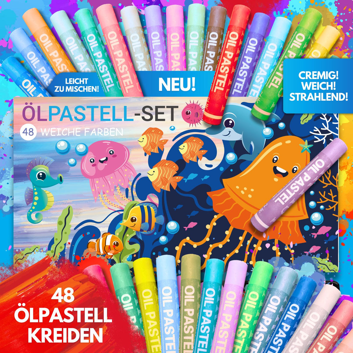 BUNTE MEERESWELT - DAS XXL MAL UND BASTELSET FÜR KLEINE FORSCHER AUF KREATIVER MEERES EXPEDITION - Sabbatbox