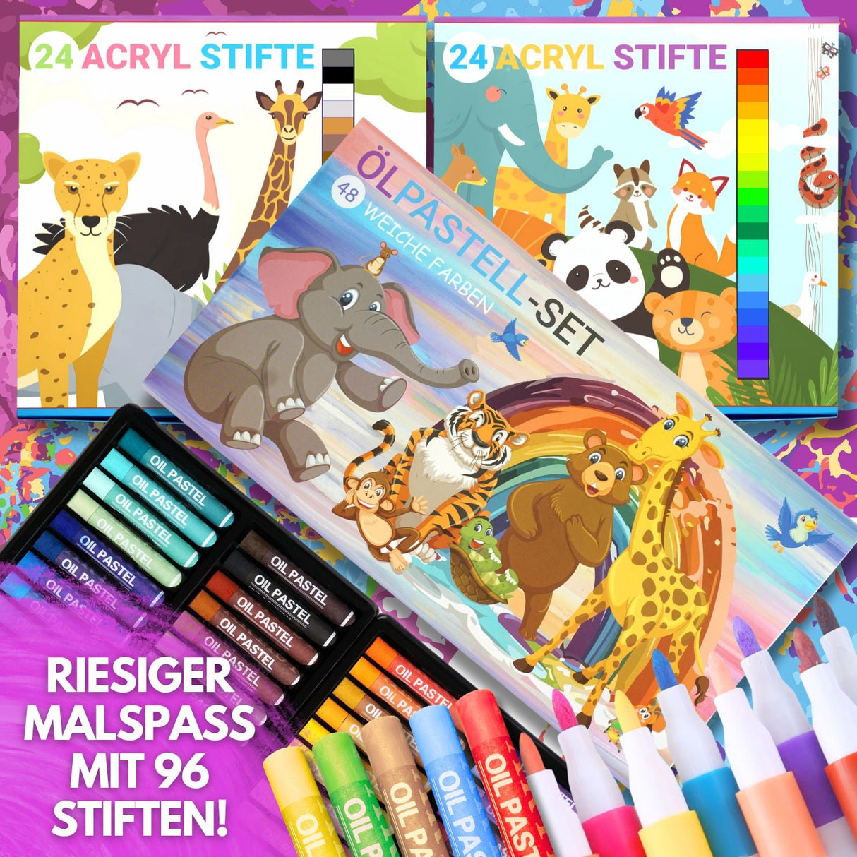 BUNTE TIERWELT - DAS XXL MAL UND BASTELSET FÜR KLEINE FORSCHER AUF KREATIVER TIER EXPEDITION - Sabbatbox