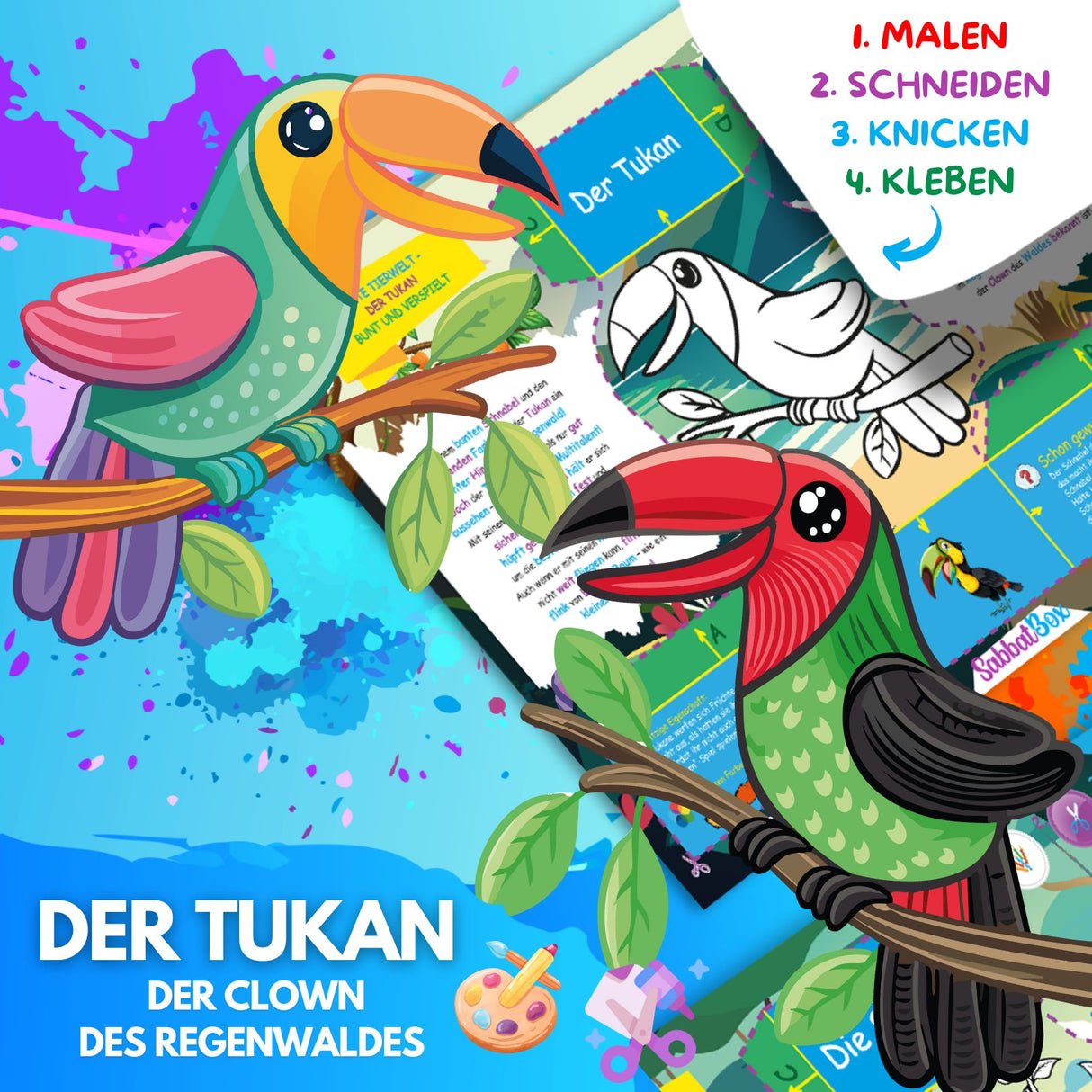 BUNTE TIERWELT - DAS XXL MAL UND BASTELSET FÜR KLEINE FORSCHER AUF KREATIVER TIER EXPEDITION - Sabbatbox