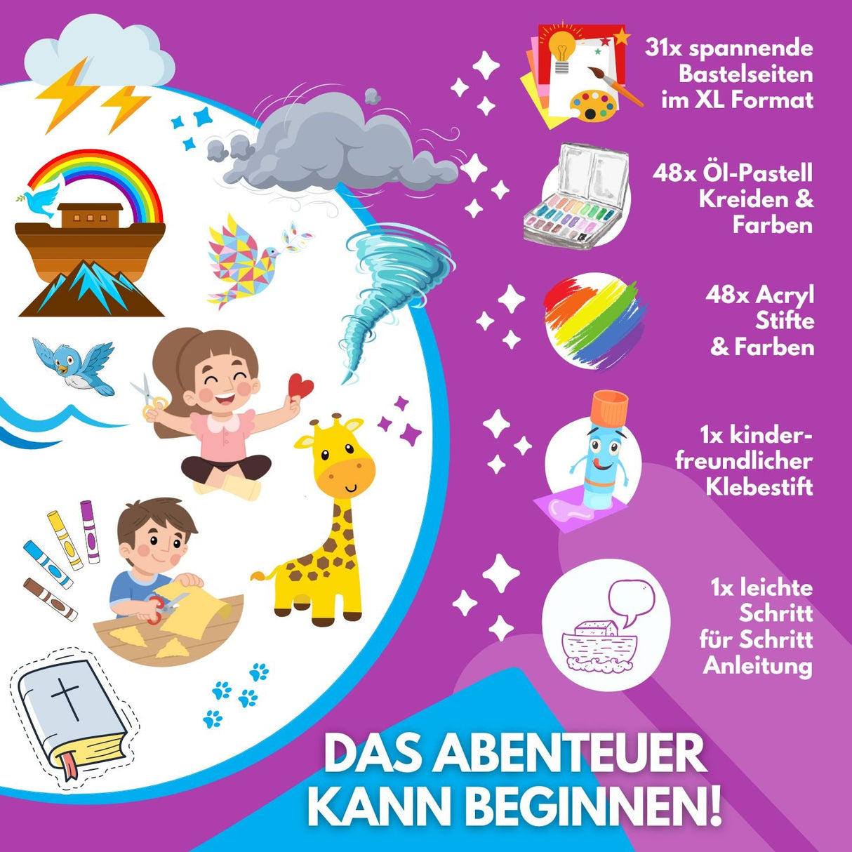 DIE ARCHE NOAH - DAS XXL MAL UND BASTELSET FÜR KLEINE ENTDECKER DER BIBEL - Sabbatbox