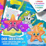 10 KREATIVE MEERESTIERGESCHICHTEN ZUM AUSMALEN, BASTELN & SPIELEN | KOMPLETTPAKET MEERESWELT ZUM AUSDRUCKEN - Sabbatbox