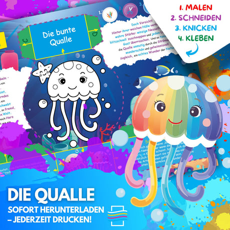 10 KREATIVE MEERESTIERGESCHICHTEN ZUM AUSMALEN, BASTELN & SPIELEN | KOMPLETTPAKET MEERESWELT ZUM AUSDRUCKEN - Sabbatbox