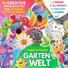 10 KREATIVE TIERGESCHICHTEN ZUM AUSMALEN, BASTELN & SPIELEN | KOMPLETTPAKET GARTENWELT ZUM AUSDRUCKEN - Sabbatbox