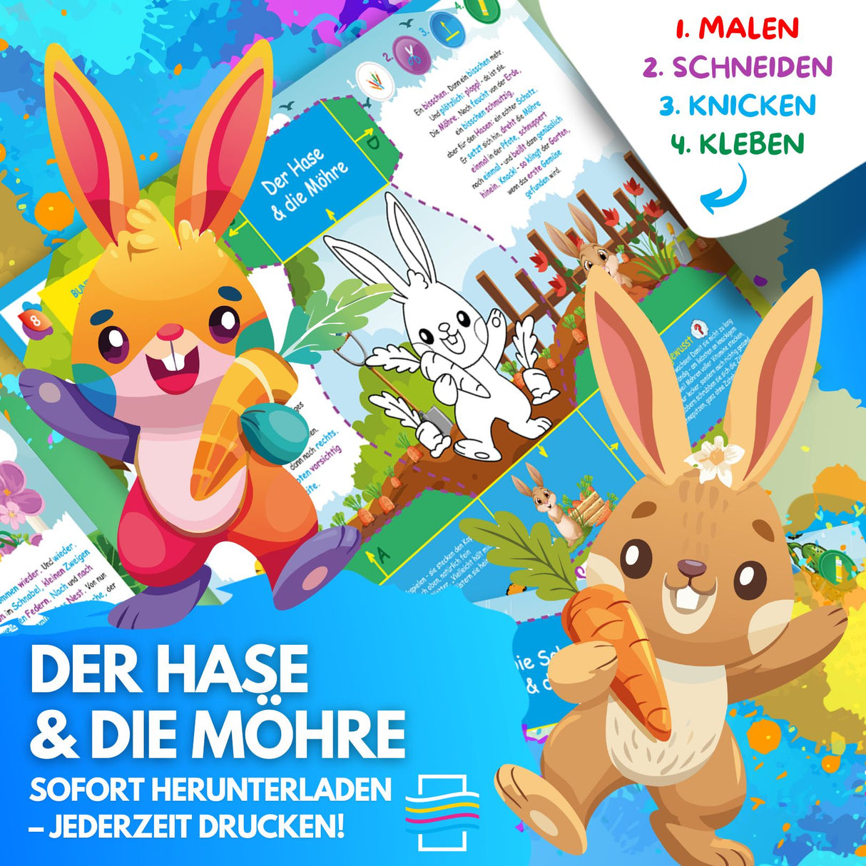 10 KREATIVE TIERGESCHICHTEN ZUM AUSMALEN, BASTELN & SPIELEN | KOMPLETTPAKET GARTENWELT ZUM AUSDRUCKEN - Sabbatbox