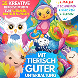 35 KREATIVE TIERGESCHICHTEN ZUM AUSMALEN, BASTELN & SPIELEN | KOMPLETTPAKET: TIERWELT, MEERESWELT UND GARTENWELT ZUM AUSDRUCKEN - Sabbatbox
