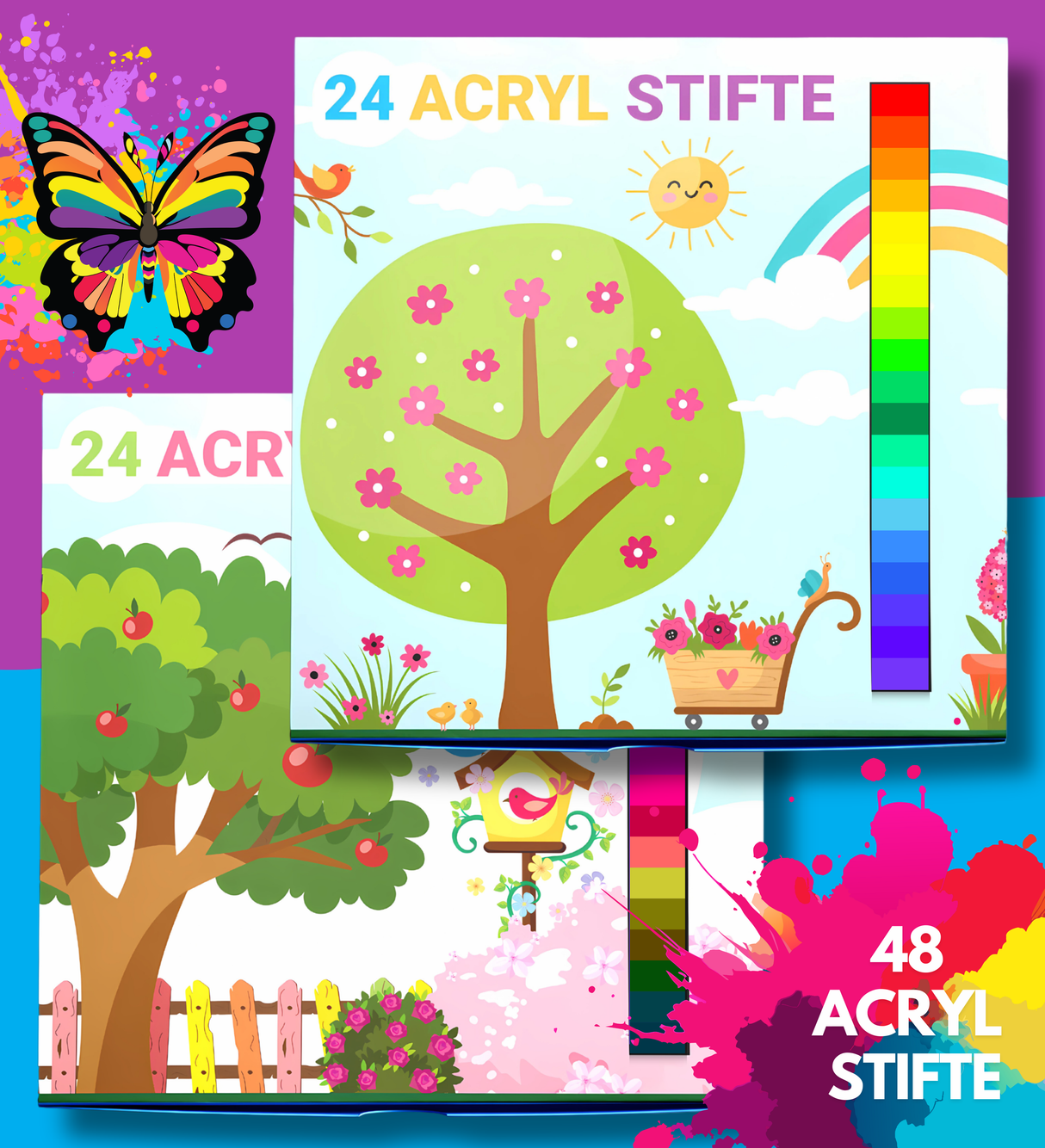 Strahlende Acrylstifte - 48 Farben für kleine Künstler