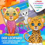 DER LEOPARD ZUM AUSMALEN & BASTELN | MIT GESCHICHTE ZUM LERNEN & SAMMELN | DOWNLOAD ZUM AUSDRUCKEN
