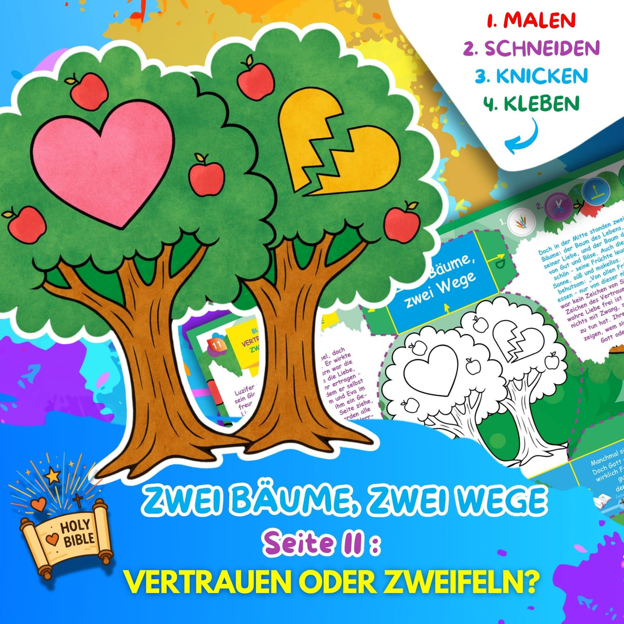 BUNTE BIBELWELT – TEIL 2: DER SÜNDENFALL | AUSMALEN, BASTELN, LERNEN & SPIELEN | ZUM AUSDRUCKEN