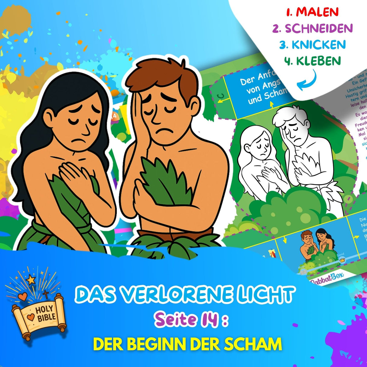 BUNTE BIBELWELT – TEIL 2: DER SÜNDENFALL | AUSMALEN, BASTELN, LERNEN & SPIELEN | ZUM AUSDRUCKEN