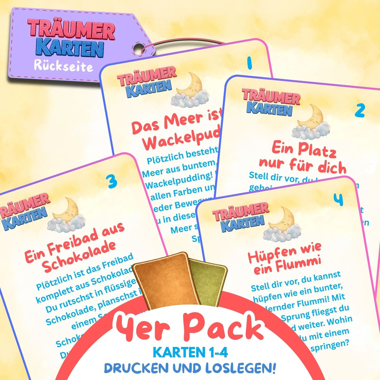 TRÄUMERKARTEN NR. 1-4 | ZUM AUSDRUCKEN | 4er PACK