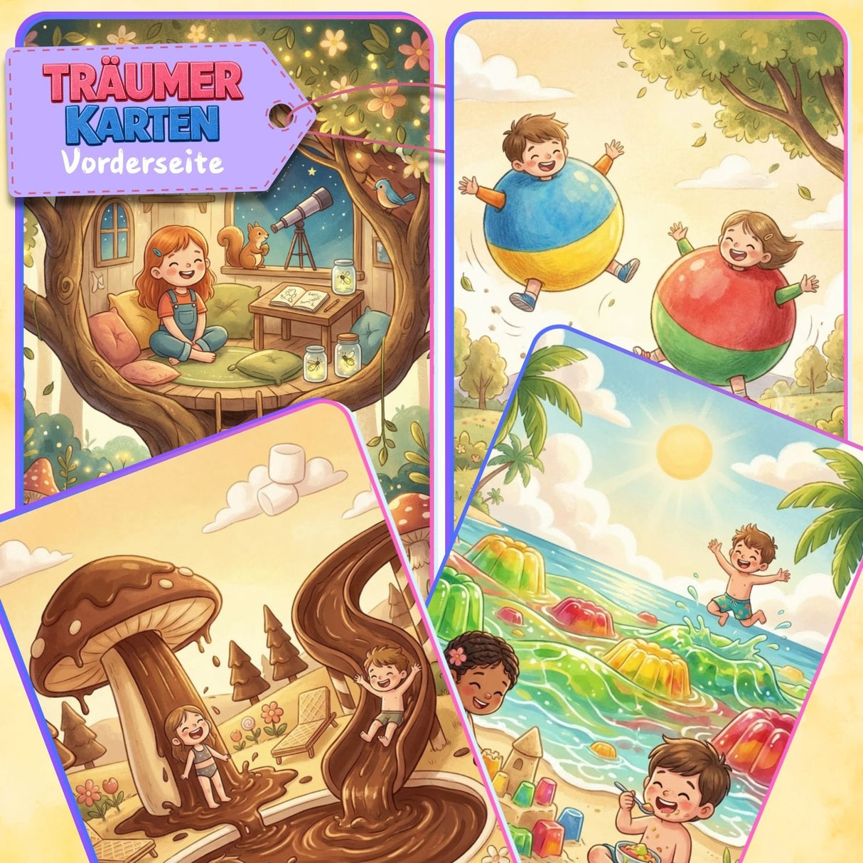 TRÄUMERKARTEN NR. 1-4 | ZUM AUSDRUCKEN | 4er PACK