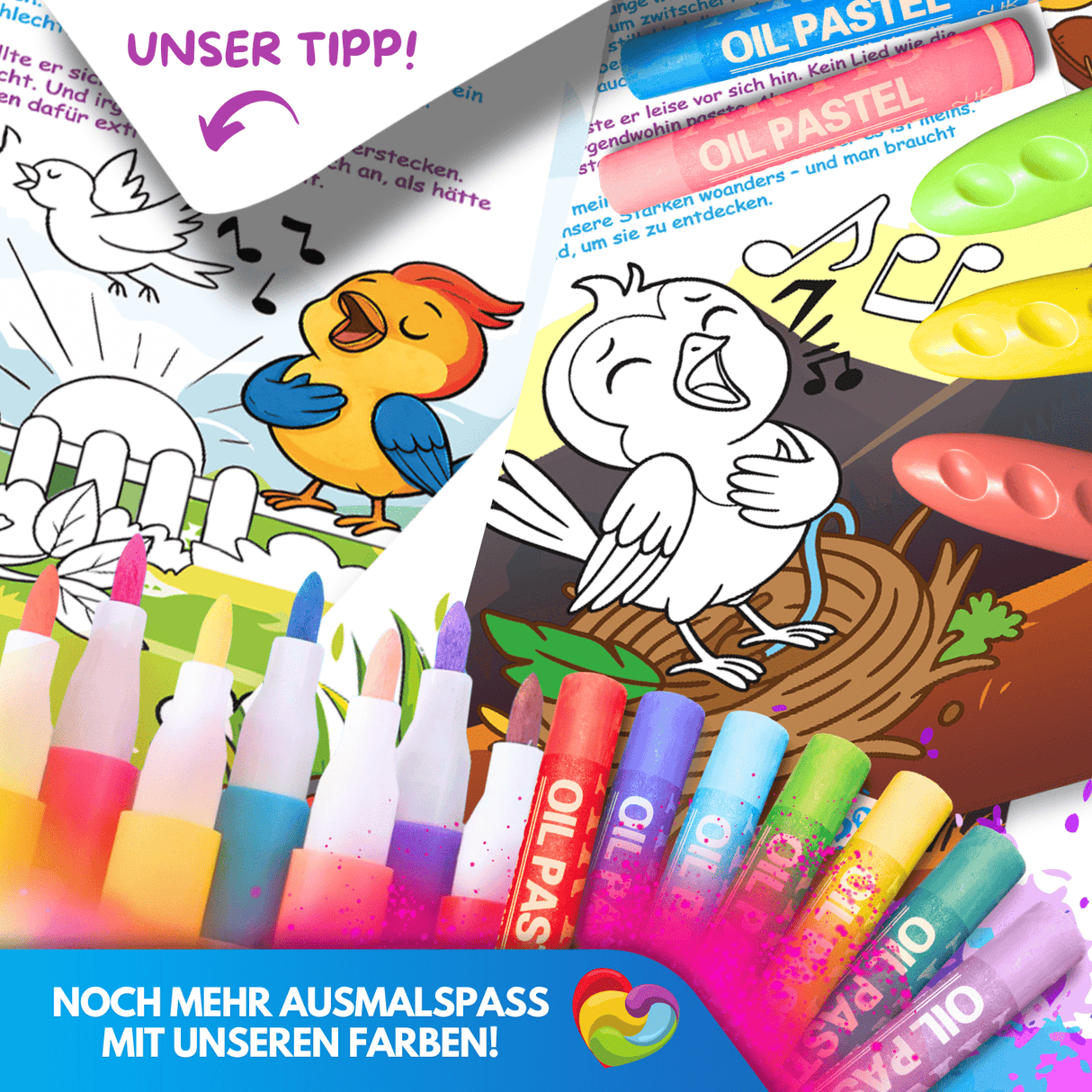 AUSMALGESCHICHTE – DAS LIED DER ANDEREN – UND TONI, DER VOGEL, DER KEINE TÖNE TRAF – ZUM AUSDRUCKEN - Sabbatbox