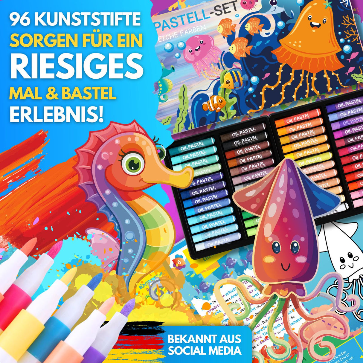 BUNTE MEERESWELT - DAS XXL MAL UND BASTELSET FÜR KLEINE FORSCHER AUF KREATIVER MEERES EXPEDITION