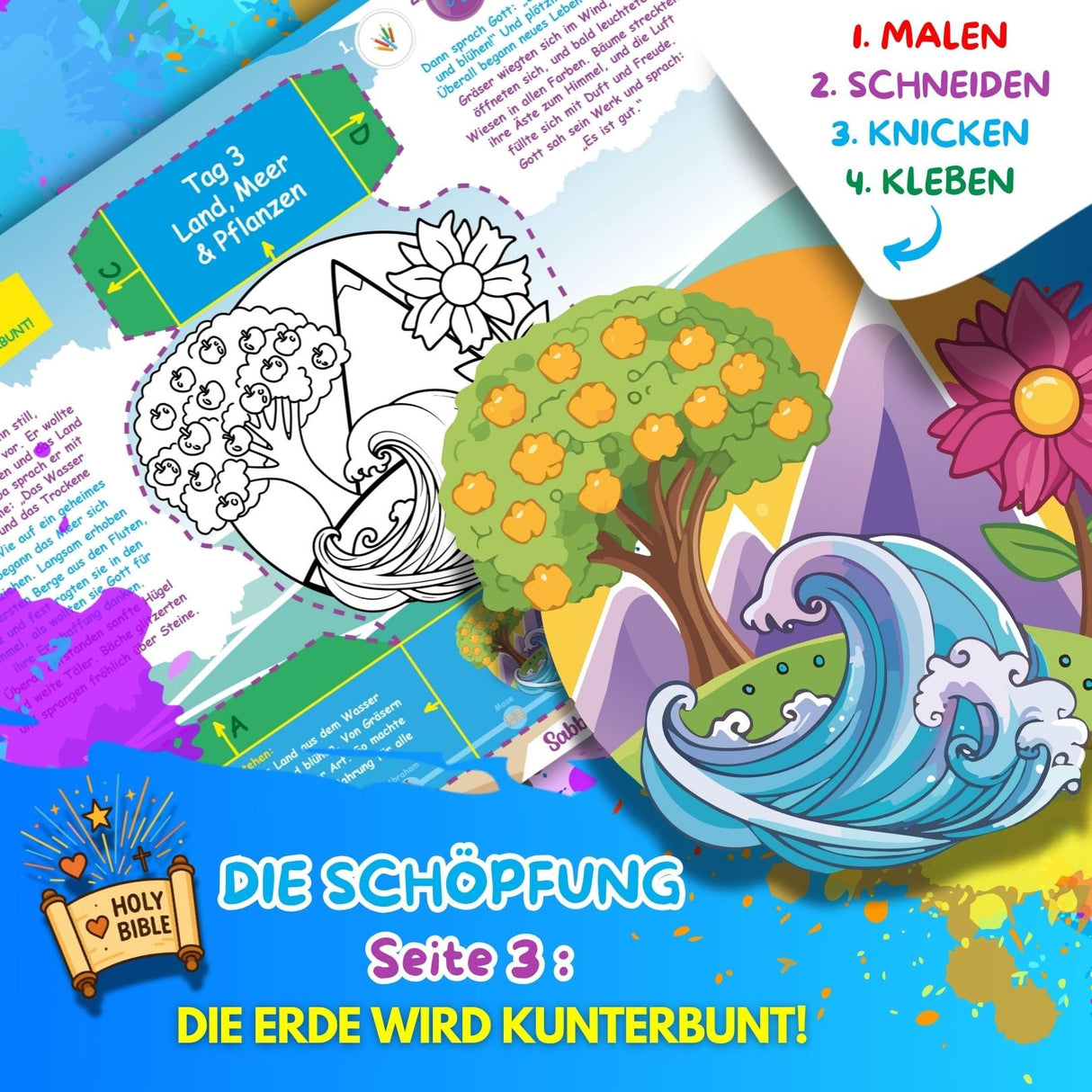 BUNTE BIBELWELT – TEIL 1: DIE SCHÖPFUNG | ZUM AUSMALEN, BASTELN, LERNEN & SPIELEN | EINFACH HERUNTERLADEN & AUSDRUCKEN - Sabbatbox