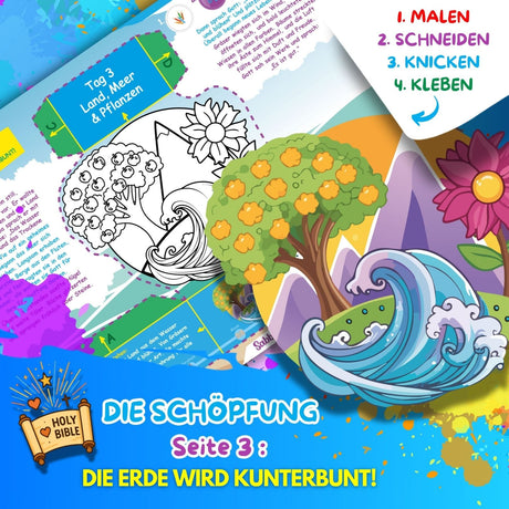 BUNTE BIBELWELT – TEIL 1: DIE SCHÖPFUNG | ZUM AUSMALEN, BASTELN, LERNEN & SPIELEN | EINFACH HERUNTERLADEN & AUSDRUCKEN - Sabbatbox
