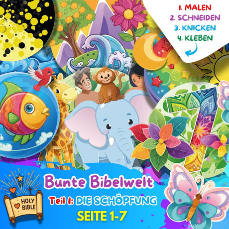 BUNTE BIBELWELT – TEIL 1: DIE SCHÖPFUNG | ZUM AUSMALEN, BASTELN, LERNEN & SPIELEN | EINFACH HERUNTERLADEN & AUSDRUCKEN - Sabbatbox