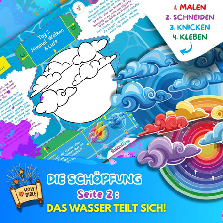 BUNTE BIBELWELT – TEIL 1: DIE SCHÖPFUNG | ZUM AUSMALEN, BASTELN, LERNEN & SPIELEN | EINFACH HERUNTERLADEN & AUSDRUCKEN - Sabbatbox