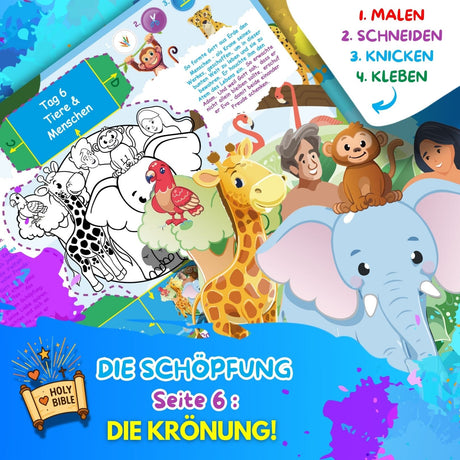BUNTE BIBELWELT – TEIL 1: DIE SCHÖPFUNG | ZUM AUSMALEN, BASTELN, LERNEN & SPIELEN | EINFACH HERUNTERLADEN & AUSDRUCKEN - Sabbatbox