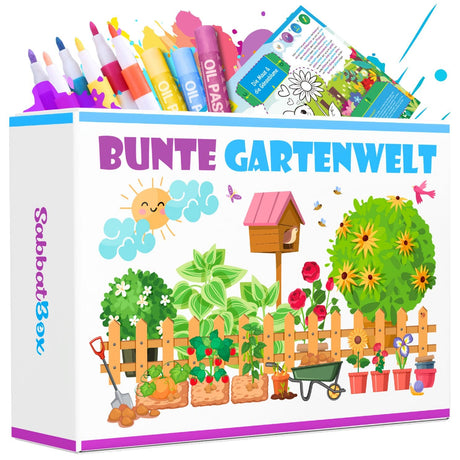 BUNTE GARTENWELT - DAS XXL MAL UND BASTELSET FÜR KLEINE FORSCHER AUF KREATIVER GARTEN EXPEDITION - Sabbatbox