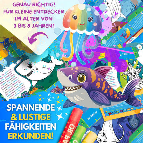 BUNTE MEERESWELT - DAS XXL MAL UND BASTELSET FÜR KLEINE FORSCHER AUF KREATIVER MEERES EXPEDITION - Sabbatbox