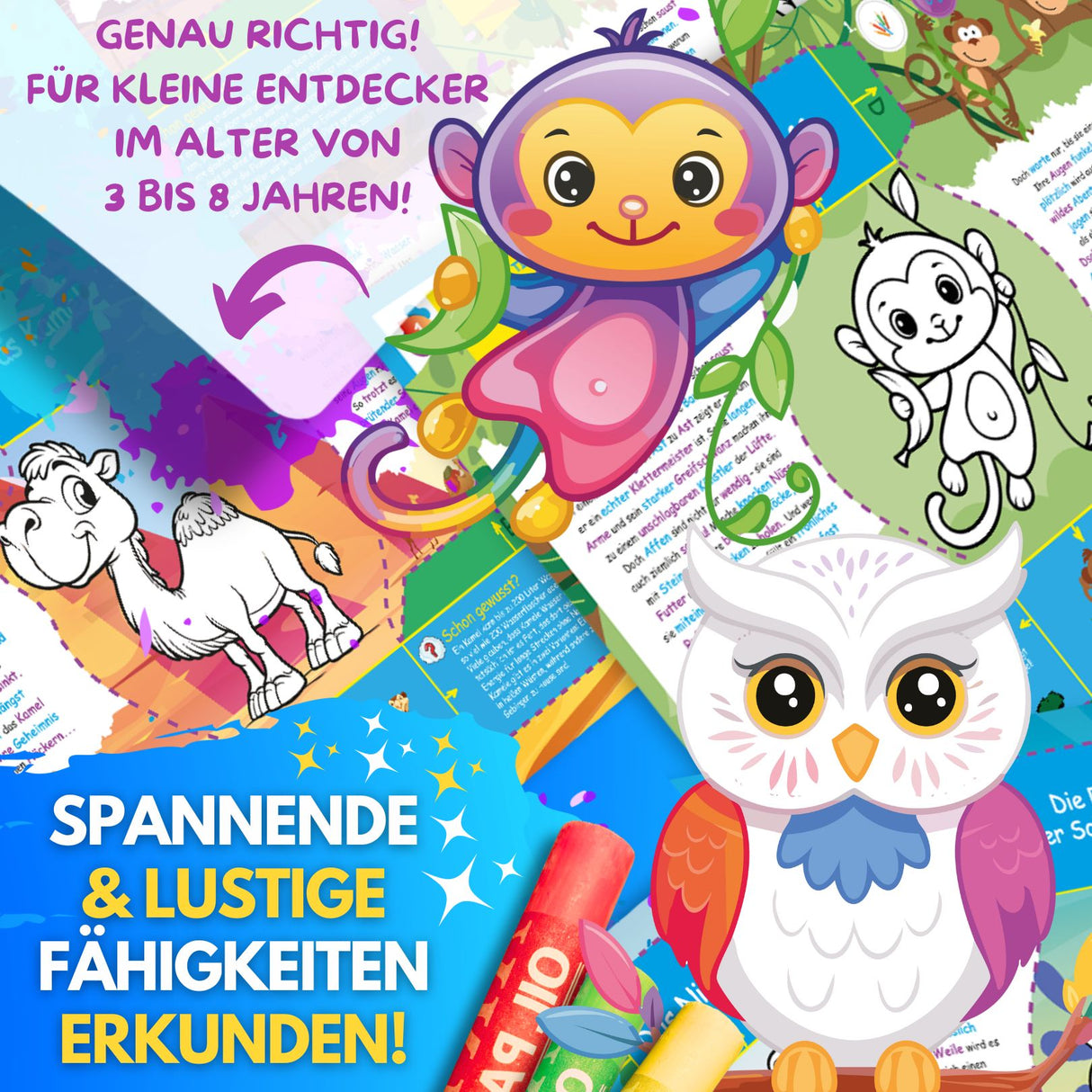 BUNTE TIERWELT - DAS XXL MAL UND BASTELSET FÜR KLEINE FORSCHER AUF KREATIVER TIER EXPEDITION - Sabbatbox