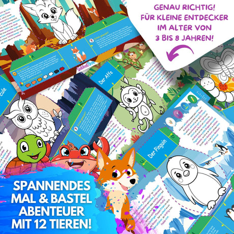 BUNTE TIERWELT - DAS XXL MAL UND BASTELSET FÜR KLEINE FORSCHER AUF KREATIVER TIER EXPEDITION - Sabbatbox