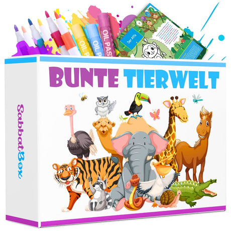 BUNTE TIERWELT - DAS XXL MAL UND BASTELSET FÜR KLEINE FORSCHER AUF KREATIVER TIER EXPEDITION - Sabbatbox