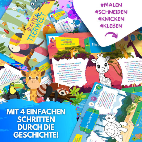 BUNTE TIERWELT - DAS XXL MAL UND BASTELSET FÜR KLEINE FORSCHER AUF KREATIVER TIER EXPEDITION - Sabbatbox