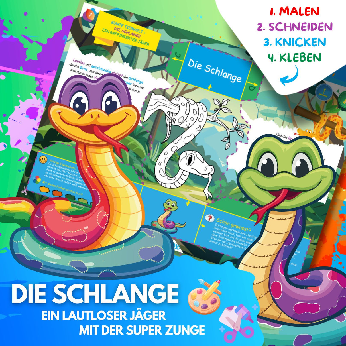 BUNTE TIERWELT - DAS XXL MAL UND BASTELSET FÜR KLEINE FORSCHER AUF KREATIVER TIER EXPEDITION - Sabbatbox