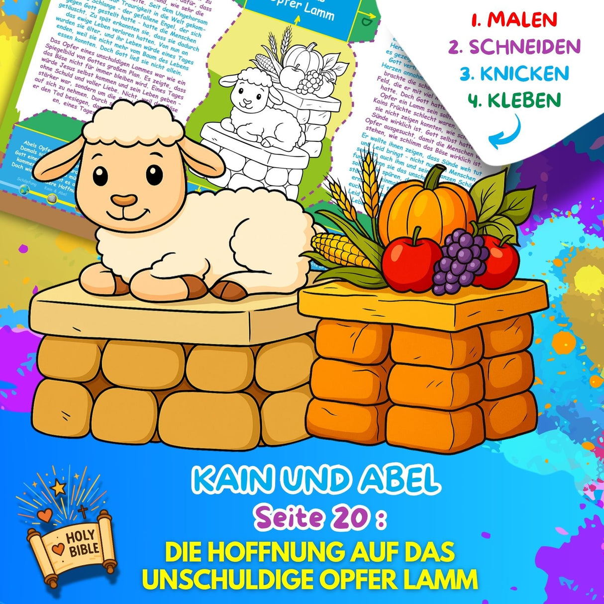 BUNTE BIBELWELT – TEIL 4: KAIN & ABEL | AUSMALEN, BASTELN, LERNEN & SPIELEN | ZUM AUSDRUCKEN