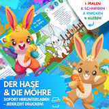 DER HASE UND DIE MÖHRE ZUM AUSMALEN & BASTELN | MIT GESCHICHTE ZUM LERNEN & SAMMELN | DOWNLOAD ZUM AUSDRUCKEN - Sabbatbox