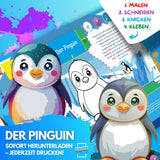 DER PINGUIN ZUM AUSMALEN & BASTELN | MIT GESCHICHTE ZUM LERNEN & SAMMELN | DOWNLOAD ZUM AUSDRUCKEN - Sabbatbox