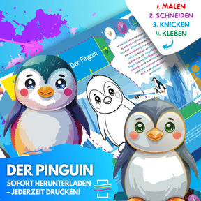 DER PINGUIN ZUM AUSMALEN & BASTELN | MIT GESCHICHTE ZUM LERNEN & SAMMELN | DOWNLOAD ZUM AUSDRUCKEN - Sabbatbox