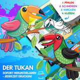 DER TUKAN ZUM AUSMALEN & BASTELN | MIT GESCHICHTE ZUM LERNEN & SAMMELN | DOWNLOAD ZUM AUSDRUCKEN - Sabbatbox