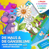 DIE MAUS & DIE GÄNSEBLUME ZUM AUSMALEN & BASTELN | MIT GESCHICHTE ZUM LERNEN & SAMMELN | DOWNLOAD ZUM AUSDRUCKEN - Sabbatbox