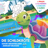 DIE SCHILDKRÖTE ZUM AUSMALEN & BASTELN | MIT GESCHICHTE ZUM LERNEN & SAMMELN | DOWNLOAD ZUM AUSDRUCKEN - Sabbatbox