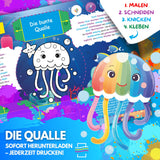 DIE QUALLE ZUM AUSMALEN & BASTELN | MIT GESCHICHTE ZUM LERNEN & SAMMELN | DOWNLOAD ZUM AUSDRUCKEN