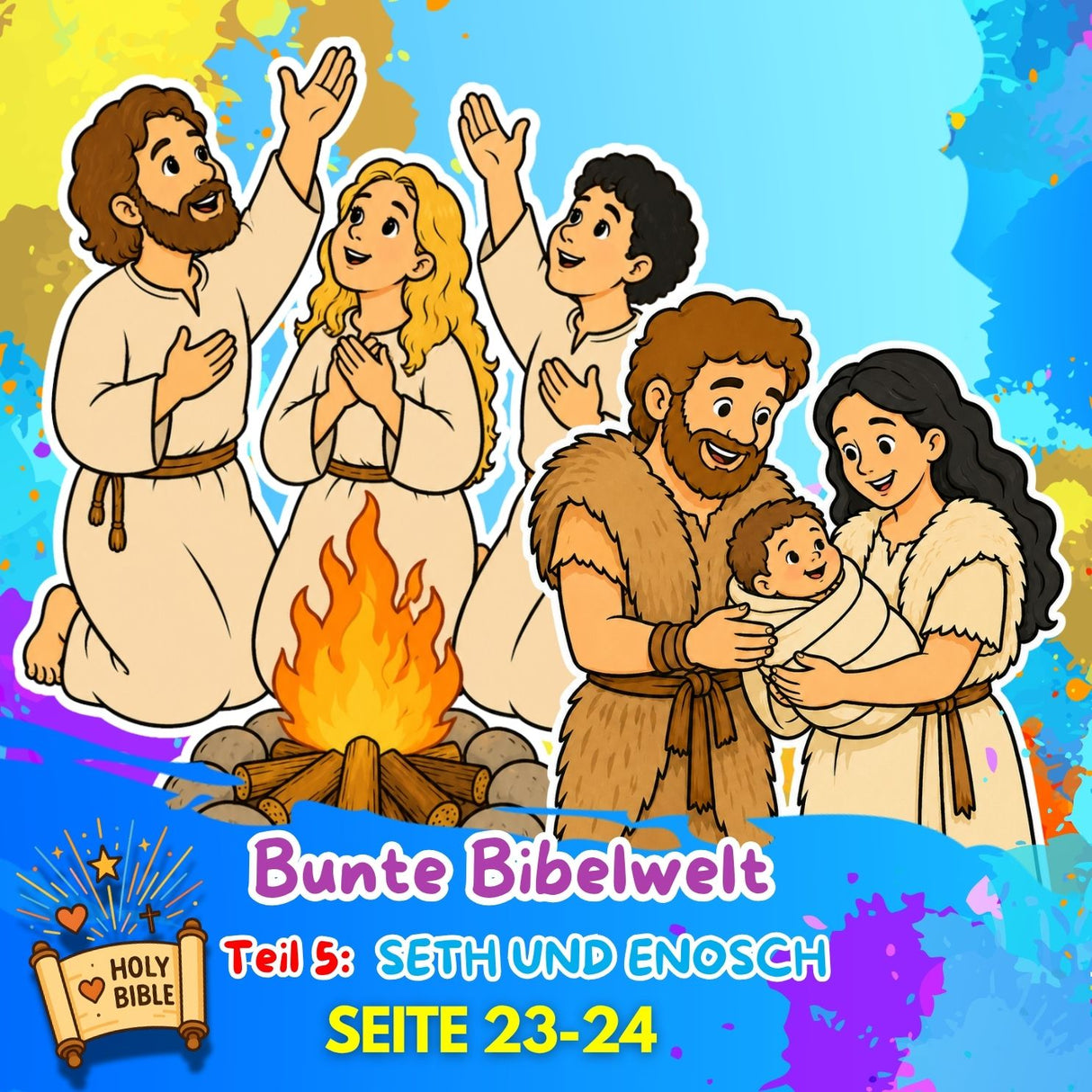 BUNTE BIBELWELT – TEIL 5: SETH & ENOSCH | AUSMALEN, BASTELN, LERNEN & SPIELEN | ZUM AUSDRUCKEN