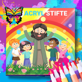 STRAHLENDE ACRYLSTIFTE - 12 FARBEN FÜR KLEINE KÜNSTLER - KINDERFREUNDLICHES DESIGN, NOAH - Sabbatbox