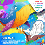 DER WAL ZUM AUSMALEN & BASTELN | MIT GESCHICHTE ZUM LERNEN & SAMMELN | DOWNLOAD ZUM AUSDRUCKEN
