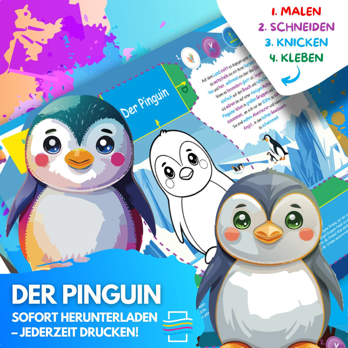 35 KREATIVE TIERGESCHICHTEN ZUM AUSMALEN, BASTELN & SPIELEN | KOMPLETTPAKET: TIERWELT, MEERESWELT UND GARTENWELT ZUM AUSDRUCKEN